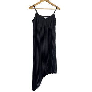 New! Nine West Black Pleated Asymmetrical Spaghetti strap Dress Size XS MSRP $60